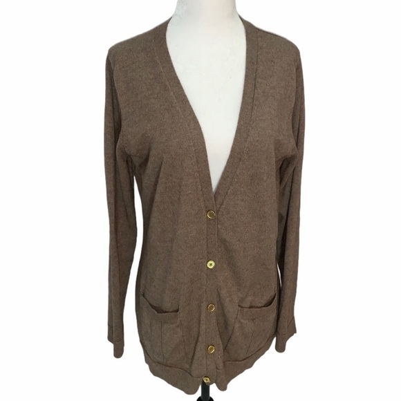 LADY Hathaway V-Neck Brown Grandpa Cardigan Sweater Wool Blend XL - Picture 1 of 10